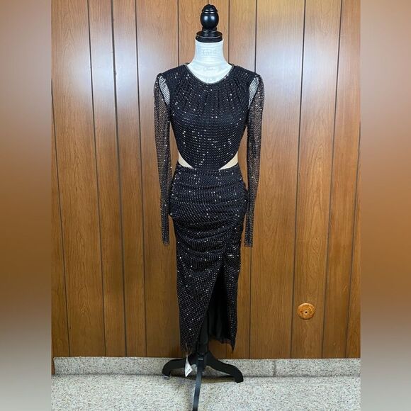 Self-Portrait  Diamante Fishnet Midi-Dress size 4 - Picture 6 of 16